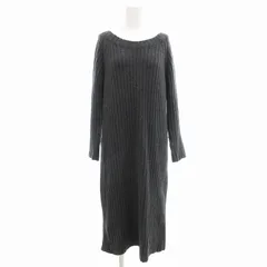 スピック&スパン Spick&Span リブニットワンピース カシミヤ混 長袖 ミモレ ロング ダークグレー /AE