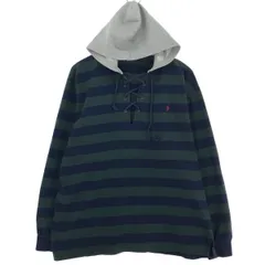 古着 ラルフローレン Ralph Lauren POLO by Ralph Lauren ボーダー柄 フード付き プルオーバー ロングTシャツ ロンT メンズL /eaa448083