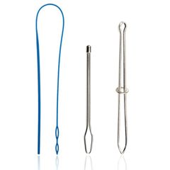 新品 紐通し ゴム紐通し ひも通し 3本セット 糸通し器 はさみ式ひも通し&玉付ひも通し プラスチック＆ステンレス製 DIY 手作り 裁縫道具 手芸用品 ひも/ゴムをしっかり挟んでスムーズに通す (ブルーセット)
