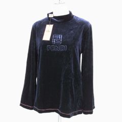 新品 デッドストック◇FENDI フェンディ ベロア ハイネック カットソー 長袖 ヴィンテージ ネイビーブルー レディース イタリア製