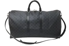 極美品 LOUIS VUITTON ルイヴィトン ボストンバッグ キーポル55 ダミエ グラフィット N41413 ブラック シルバー金具 中古 4c075215