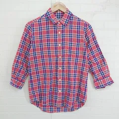 ◇ nano universe ナノ ユニバース チェック 長袖 シャツ ブラウス サイズS レッド系 マルチ レディース P  【1304250007994】