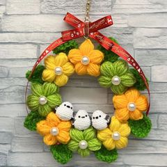 ハンドメイド　シマエナガ　リース　クリスマス