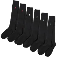 [WESTERN POLO TEXAS] 靴下 ハイソックス3足,6足セット レディース 黒 スクールソックス ワンポイント刺繍 かわいい おしゃれ (ブラック, 6)