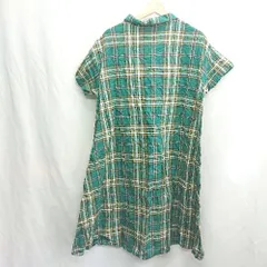 ◇ ⊂ SM2 サマンサ モスモス チェック 半袖 膝丈 ワンピース サイズF グリーン系 レディース E  【1502060023917】