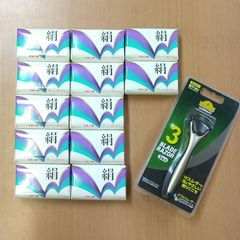 カネボウ　絹石鹸　クリ－ミィホワイト　＆　トップバリュ－　カミソリ　ホルダ－　替刃付き