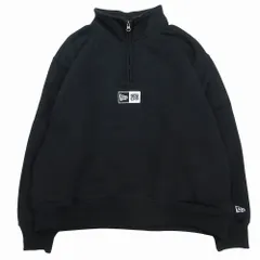NEW ERA ニューエラ ハーフジップ ロゴ スウェット トレーナー プルオーバートップス 長袖 ブラック サイズM メンズ 【中古】