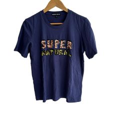 MARKUS LUPFER(マーカスルプファー) 半袖Tシャツ サイズS レディース - ネイビー×ピンク×イエロー クルーネック/スパンコール