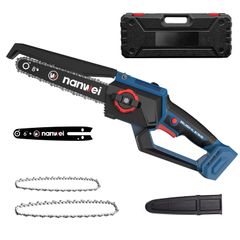 NANWEI チェーンソー充電式 8インチ マキタ18Vバッテリー対応【バッテリー・充電器別売り】工具レス調整 ブラシレスモーター 電動のこぎり 6インチ小型チェーンソー 軽量 伐採・枝払い・枝打ち・薪作り・庭木の剪定 チェーンソー 電動ノコギリ