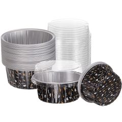 uxcell 50個 蓋付きベーキングカップ 5オンス アルミホイルライナー ミニ使い捨て容器 カップホルダーケースボックス パン デザート ウェディングパーティー 卒業式