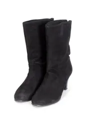 オデットエオディール Odette e Odile アローズ ショートブーツ ウッドヒール スエード レザー 黒 ブラック