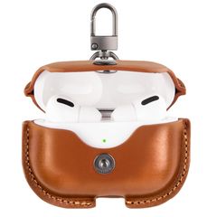 【在庫処分】LED可視 耐衝撃 ワイヤレス充電対応 アップルイヤホン レザーイヤホンケース 保護ケース Pro カラビナ付き Pro AirPods AirPods AirPods Pro ケース 対応 専用 保護ケース(ブラウン) ANYOI