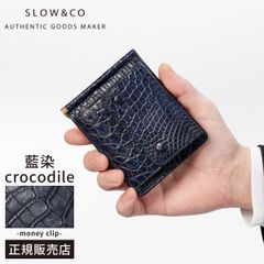 SLOW スロウ 財布 二つ折り財布 マネークリップ クロコダイル レザー 本革 メンズ ブランド 小銭入れ付き ワニ革 藍染 日本製 crocodile