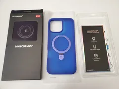 ★CASEKOO iPhone 16 Pro Max 用 ケース 米軍MIL規格 横縦両立 指紋防止 マット仕上げ MagSafe対応 黄変防止 半透明 ストラップホール付き 16promax 用ケース 6.9インチ「MagicStand」(紺桔梗)