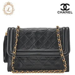 CHANEL シャネル 　チェーンショルダーバッグ　マトラッセ 　ココマーク　フリンジ 　ラムスキン 黒（ゴールド金具）レディースバッグ ハイブランド【中古】【送料無料】