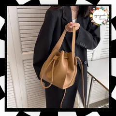 巾着 ショルダーバッグ PUレザー 斜めがけ レディース 大人可愛い バケツバッグ 通勤 手提げかばん レトロ風 フェイクレザー 鞄 オフィスカジュアル 肩掛けカバン 無地 エコレザーバッグ 2way 合皮 韓国ファッション 2TIAN-005