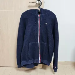 トミーヒルフィガー ネイビー フリース ジップアップフーディー 2XL