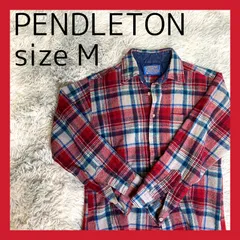 PENDLETON ペンドルトン　赤　チェック柄　メンズ　M シャツ　70s　古着　ヴィンテージ　チェックシャツ　オンブレ