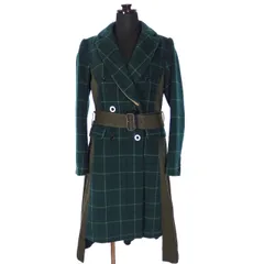 サカイ sacai チェック柄 ドッキングコート ジャケット 長袖 1 グリーン/オリーブ 緑 日本製 13-01858のサムネイル