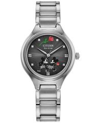 Free Shipping! Citizen Eco-Drive Women's Disney Mickey Mouse Friends Stainless Steel Bracelet Watch, 29mm, Silver-Tone