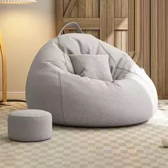 2XLサイズ ビーズクッション ソファー 人をダメにする 特大サイズ ソファ 大きい ペダル付き リネン 豆袋 座布団 子供や大人に最適 極小ビーズ 洗える カバーリング ビーズクッション 背もたれ