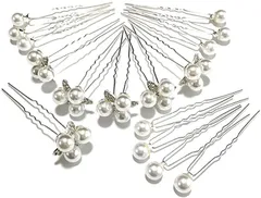 K&R(ケイアンダール) ヘアピン パール 結婚式 卒業式 入学式 髪飾り ヘッドドレス 和装 アレンジ 三つ葉6本 シングル10本(三つ葉6本 シングル10本)