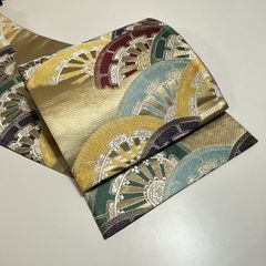 ★美品　袋帯　リバーシブル　歯車　金★ r086