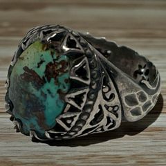 リング 指輪 オールド シルバー 925 ターコイズ OLD SILVER 約22号 インディアンジュエリー インディアン アクセサリー ビンテージ 50s ~ 60s 70s 80s 90S 天然石 メンズ 一点物 アンティーク 2502 35000 p10