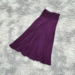 【希少！】ロングスカート  フレア  ストレッチ  ウエストゴム  (F)  エレガント  レトロ  レディース  紫系  パープル【送料無料】