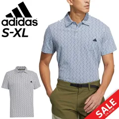 アディダス ポロシャツ 半袖 メンズ ゴルフウェア adidas GOLF ウッドタイルパターンプリント ゴルフポロ 男性 紳士用 ゴルフシャツ 総柄 トップス メンズウェア 服 スポーツウエア 春夏 ブランド アパレル/MGR92