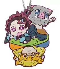 【中古】雑貨 竈門炭治郎＆我妻善逸＆嘴平伊之助 「鬼滅の刃 キャラばんちょうこう ラバーマスコット 肆ノ型」