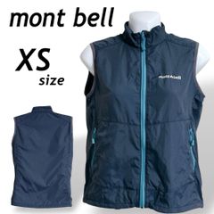 mont bell モンペル レディース ジップアップベスト XS  ナイロン  ロゴ 1103267 アウトドア ネイビー系 (D044)★