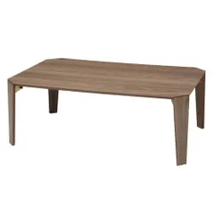 永井興産 折りたたみ テーブル カームテーブル 幅 90cm x 60cm ブラウン 木製 折り畳み ローテーブル 折れ脚 ワイド 幅広 センターテーブル 北欧 完成品 CALM-90 BR