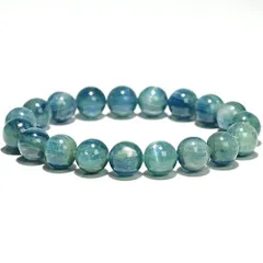  〔K1964-4〕約10mm グリーンブルーカイヤナイト 藍晶石 ブレスレット