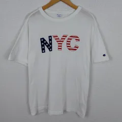 Champion チャンピオン Tシャツ NYC ロゴプリント ホワイト Lサイズ メンズ 古着 アメカジ ストリート