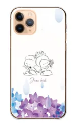 iPhone15plus ケース カバー iPhone15 プラス スマホケース ハードケース ジューンブライド 結婚式 夫婦 紫陽花 アジサイ イラスト 梅雨 雨 6月 花嫁 ウェディング カラー02