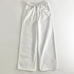 44i6 イタリア製 VALENTINO ヴァレンティノ Vロゴベルト付き ホワイトデニム ワイドパンツ ジーパン WB3DD11Z6FK サイズ25 ホワイト コットン レディースのサムネイル