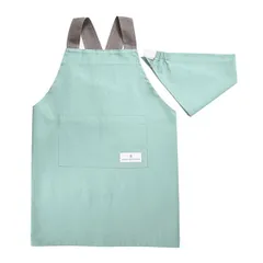 COLORFUL CANDY STYLE 新品  エプロン キッズ 男の子 三角巾 セット かぶるだけ 無地 おしゃれ バッククロス 子どもエプロン (100～120cm)  キッズエプロン ターコイズ くすみカラー 子供用 子供 幼児 小学生 小学校