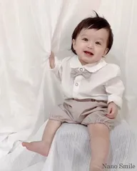 ベビー フォーマルウェア シャツ＋パンツ＋蝶ネクタイ 長袖 男の子 バースデー