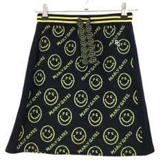 【新品】パーリーゲイツ ニットスカート ダークネイビー×イエロー PGニコちゃん ウエストゴム レディース 0(S) ゴルフウェア PEARLY GATES