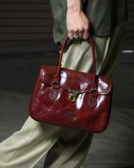 CASANI Itary made cow leather handbag イタリア製 リアルレザー 本革 カウレザー ハンドバッグ ボルドー系