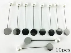 ブローチピン　10個　シルバー　キャッチ　台座付き　ハットピン AP0344