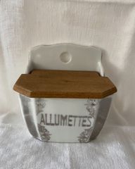 フランスアンティーク 陶器のマッチボックス アリュメットボックス