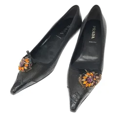 PRADA プラダ パンプス ヒール コサージュ 花 シルク パーティ
