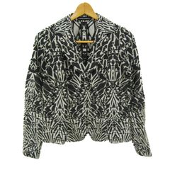 ヒロココシノ テーラードジャケット ブランド アウター 日本製 黒 レディース 38サイズ ブラック×グレー HIROKO KOSHINO 【中古】