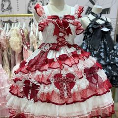 Angelic Pretty タータンチェック肩リボンジャンパースカート 赤