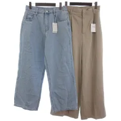 グレイル GRL タグ付き 2点 セット まとめ デニムパンツ ジーンズ ワイドパンツ ブルー ベージュ L ■FF