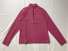 【214052】adidas アディダス  ゴルフウェア　ストレッチ　ハーフジップ　長袖シャツ　Sサイズ  ・ ピンク/ボーダー柄