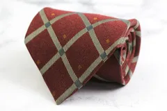 クリケット ブランド ネクタイ チェック柄 ドット 格子柄 シルク PO メンズ ワインレッド CRICKET 【中古】