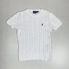 極美品 ポロラルフローレン ケーブル編み半袖ニット ホワイト XL POLO RALPH LAUREN Ralph Lauren ポロ ラルフローレン ニット